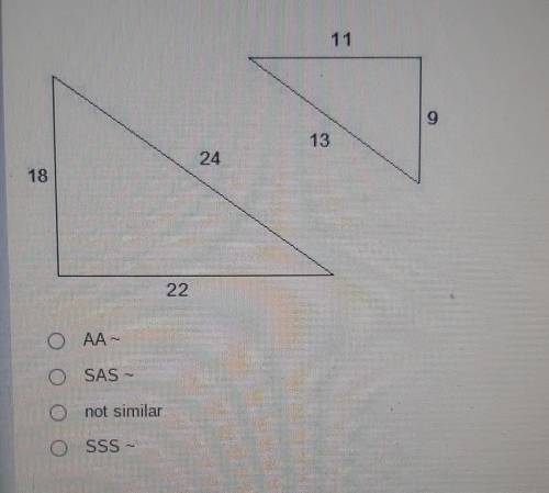 determine if the following triangles are similar, and if so which postulates or theorem proves they