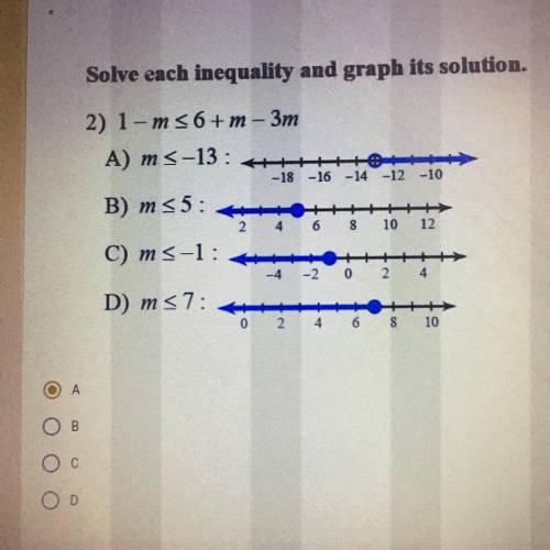 Please help I will mark best answer!!!

Solve each inequality and graph its solution.
2) 1 - m <