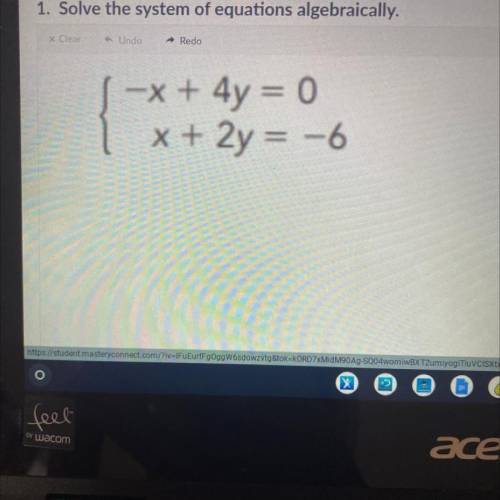 Solve the system of equations algebraically. Please help:))