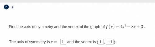 Find the axis of symmetry and the vertex of the graph of f(x) = 4x^2-8x+3.