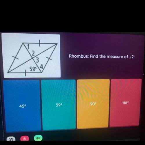 Rhombus find the measure of <2