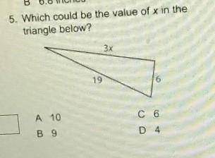 Which could be the value of x in the triangle below PLS HELP​