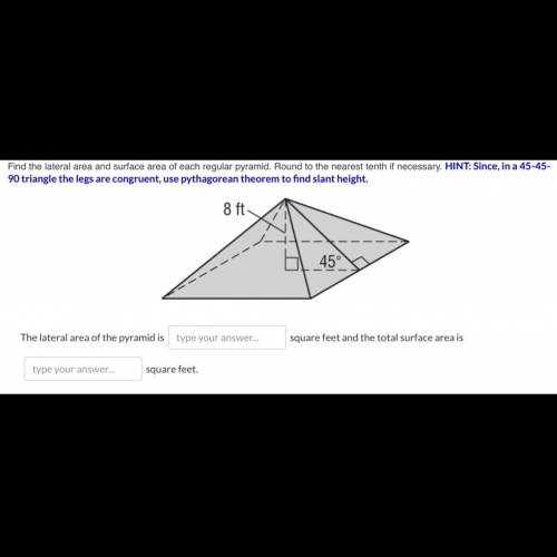 Please help me find the lateral area & total surface area.