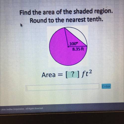 Find the area of the shaded region. Round to the nearest tenth. Please help quick!!