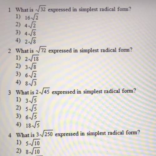 Help me please with an explanation/work, thank you!!

Last two choices for #4 are 
3) 15√10
4) 75√