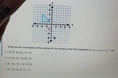 What are the coordinates of the vertices of the triangle under the translation ( x, y ) -> ( x +