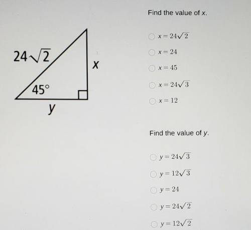 WILL GIVE BRAINLIEST find the value of x. find the value of y. :) ​