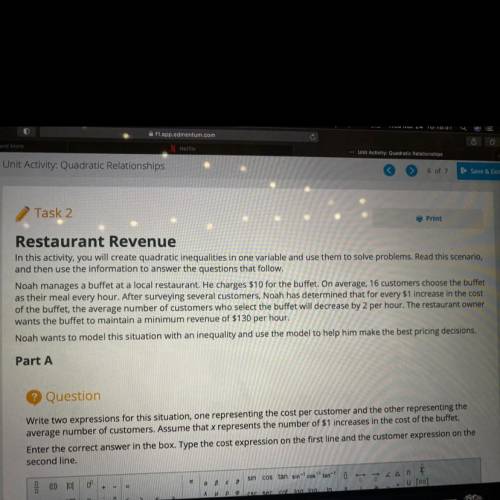Question

To calculate the hourly revenue from the buffet after x $1 increases, multiply the price