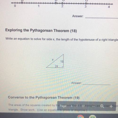 Write an equation to solve for X the length of the hypotenuse of a right triangle