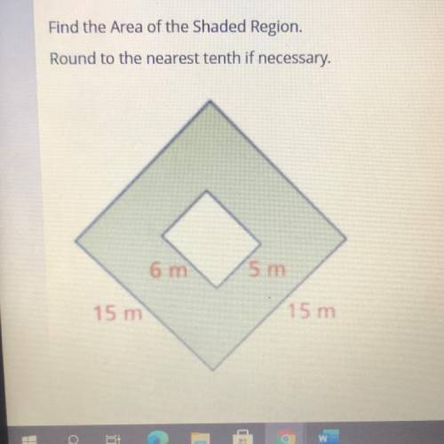 Find the Area of the Shaded Region.

Round to the nearest tenth if necessary.
6 m.
(5 m
15 m
15 m