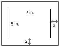 The frame around a rectangular picture has a uniform width. The dimensions of the picture are 5 in.