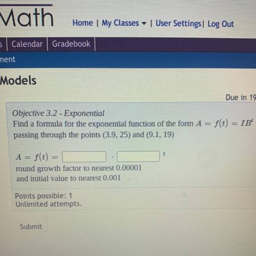Answer ASAP!! Exponential models