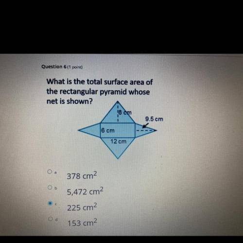 What is the total surface area of the rectangular pyramid whose net is shown?
