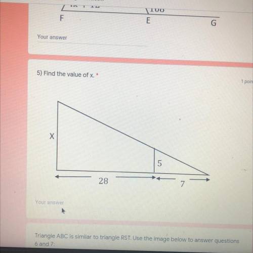 FIND THE VALUE OF X 
PLEASE HELP NEED IT FAst