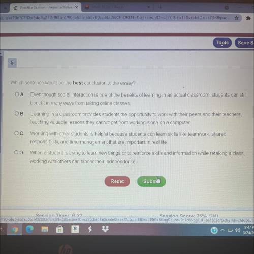 Which sentence would be the best conclusion to the essay?

A. Even though social interaction is on