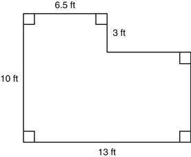 Amanda wants to carpet the floor of her bedroom, shown in the figure. She needs to calculate the ar
