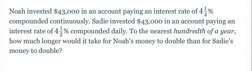 To the nearest hundredth of a year, how much longer would it take for Noah's money to double than f