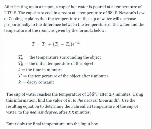 Use the resulting equation to determine the Fahrenheit temperature of the cup of water, to the near