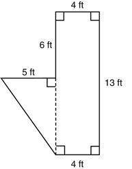 What is the area of the figure below?

A.41.5 square feet
B.45.5 square feet
C.67.5 square feet
D.