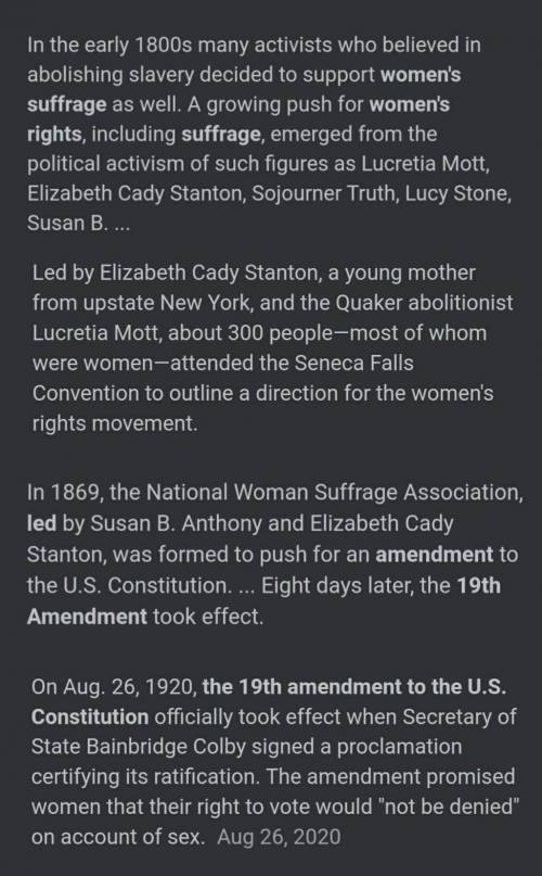 What is the events that led to Woman’s right to vote?