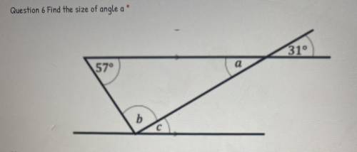 Find the size of angle a