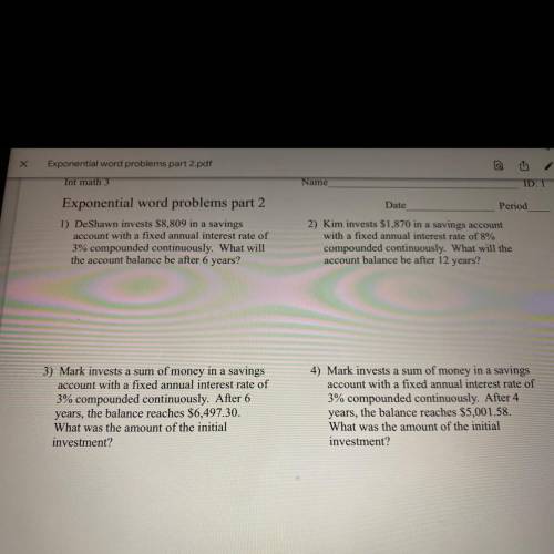 Help me plzzz 
Exponential word problems