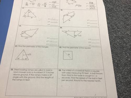 Helppppp Unit 8 right triangles and trigonometry homework 2 special right triangles