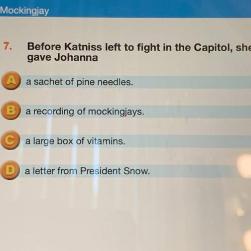 Before katniss left to fight in the capitol she gave johana