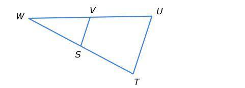 SV
is a midsegment of △TUW.
If TU=x+9 and SV=x, what is the value of x?