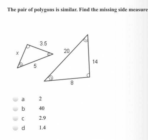 GIVING The pair of polygons is similar. Find the missing side measure.