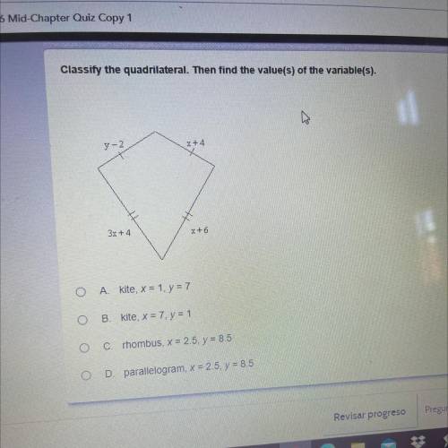 Classify the quadrilateral. Then find the value(s) of the variable(s).
PLEASE HELP