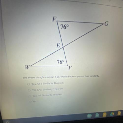 Are these triangles similar? Is they are, which theorem would they be?
