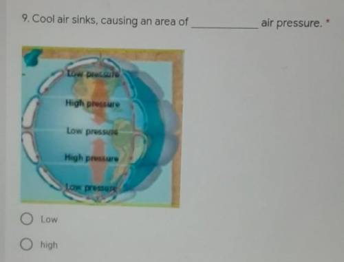 9. Cool air sinks, causing an area of air pressure. Low presure High pressure Low pressure High pre