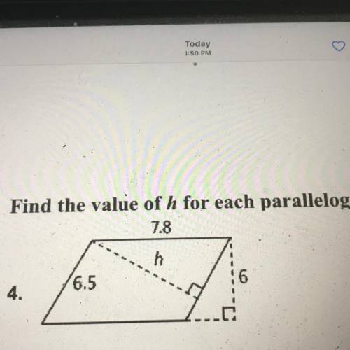 Find the value of h for the parallelogram