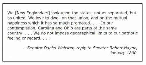 PLs help need today

(Look at pic) In this reply, Daniel Webster is reacting to —
A: The federal s