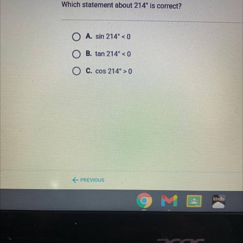 Which statement about 214° is correct?