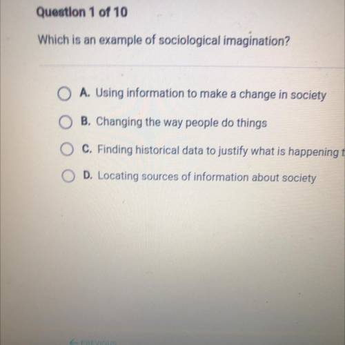 Which is an example of sociological imagination?