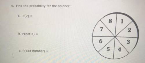 Find the probability for the spinner
