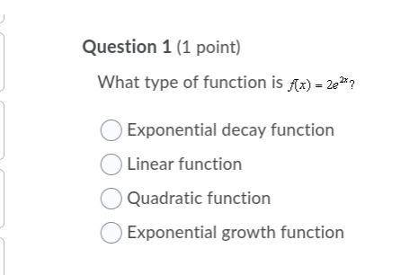 What type of function is this

A.) Exponential decay function
B.) Linear function
C.) Quadratic fu