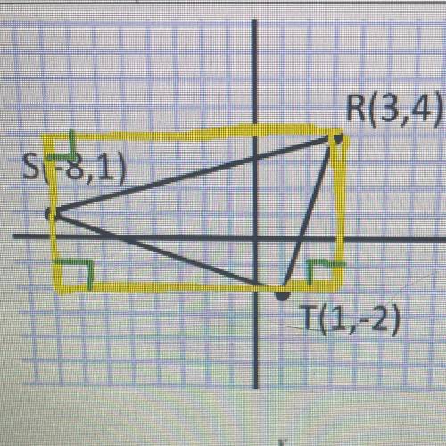 - Find the perimeter of the figure.
R(3,4)
S(-8,1)
T(1,-2)