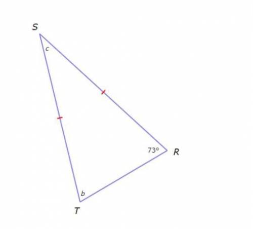 What is the value of b and the value of c? Picture of triangle down below. 
b=
c=