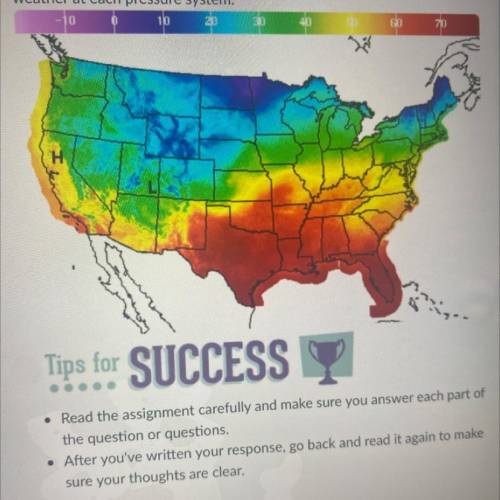 (HELP FAST PLEASE)! This weather map showed the temperature in( •F) in the untied states on a winte