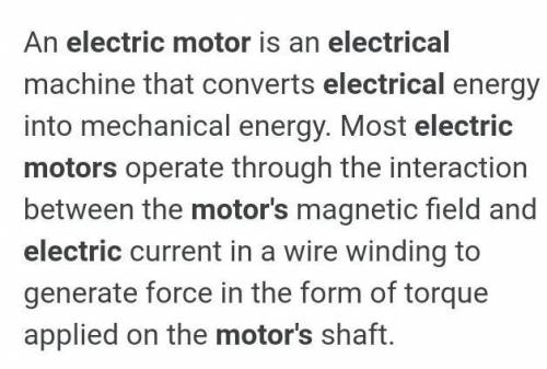 Working of electric motor class 10 short answer​