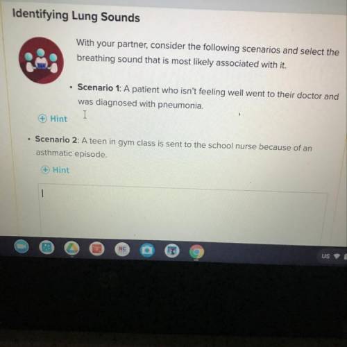 Identify the lung sound made by a teen in gym class who was sent to the school nurse due to an asth