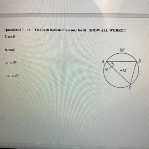 Find each indicated measure for M. PLEASEEEEEEEE HELP ME OUT BRO PLEASE AND SHOW THE WORK BRO SOMEO