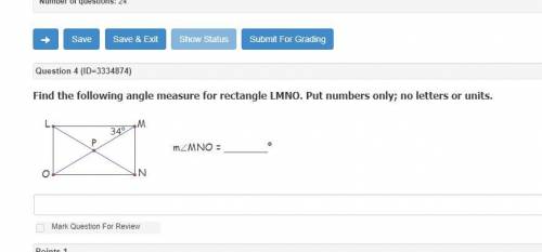 Find the following angle measure for rectangle LMNO.