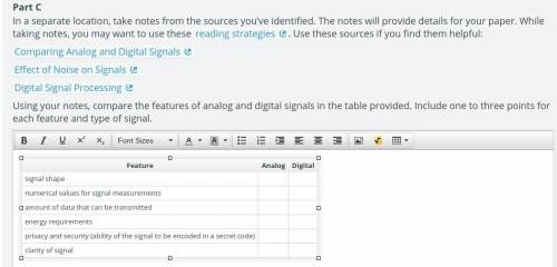 Using your notes, compare the features of analog and digital signals in the table provided. Include