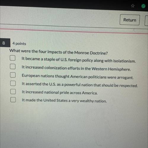 What were the four impacts of the Monroe Doctrine?