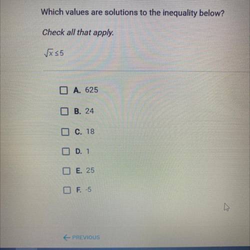 Which values are solutions to the inequality below? 
Check all that apply.