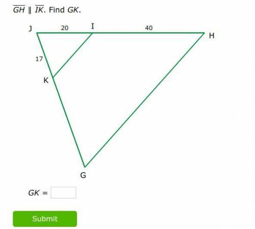 GH∥IK. Find GK. I need help with this please